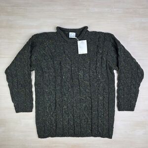 Bonner Of Ireland Cable Knit Fisherman Sweater Men’s Green Speckled Medium NEW